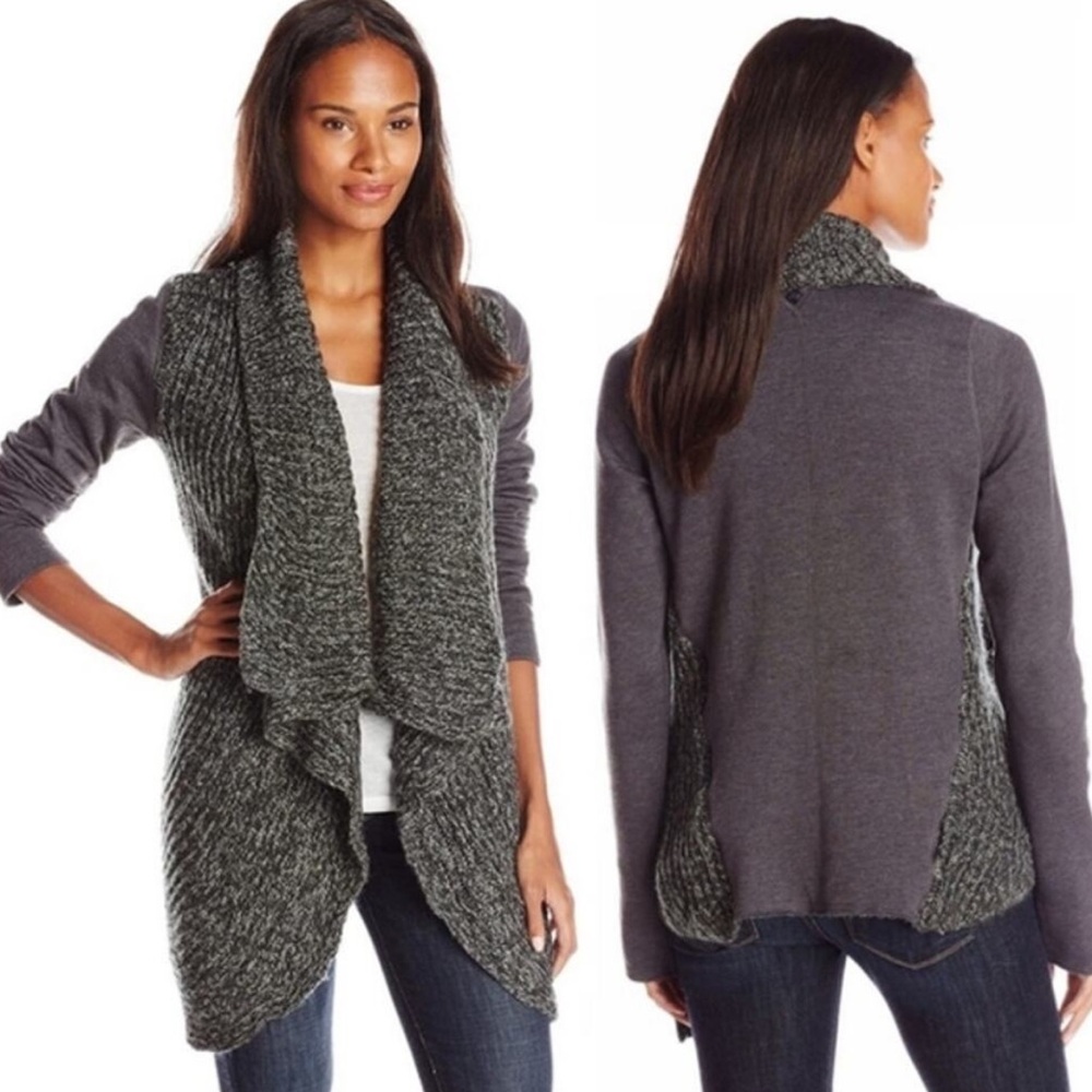 PrAna Demure Waterfall Cardigan in Charcoal Size Small